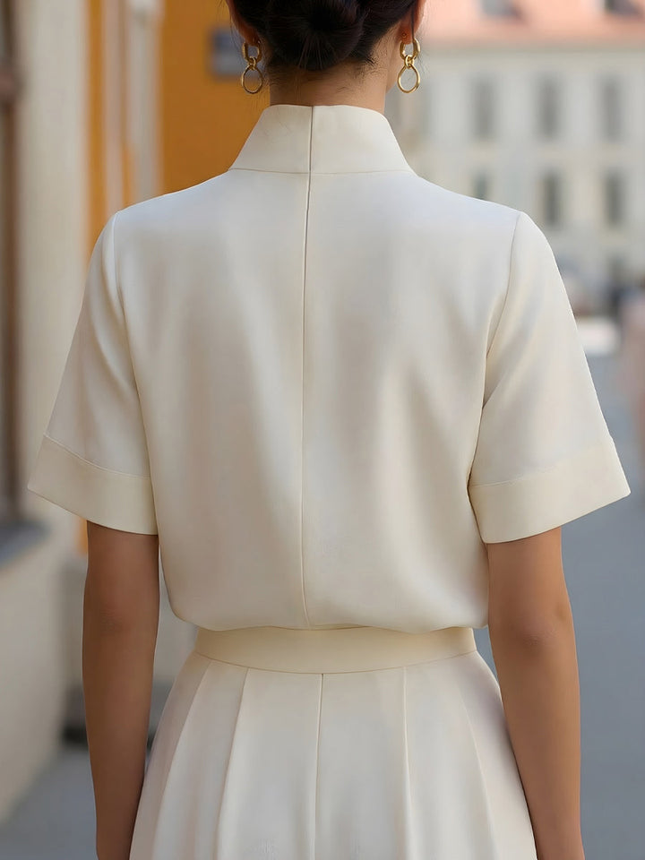 Sloane | Minimalist Sculptural Stand-Collar Blouse