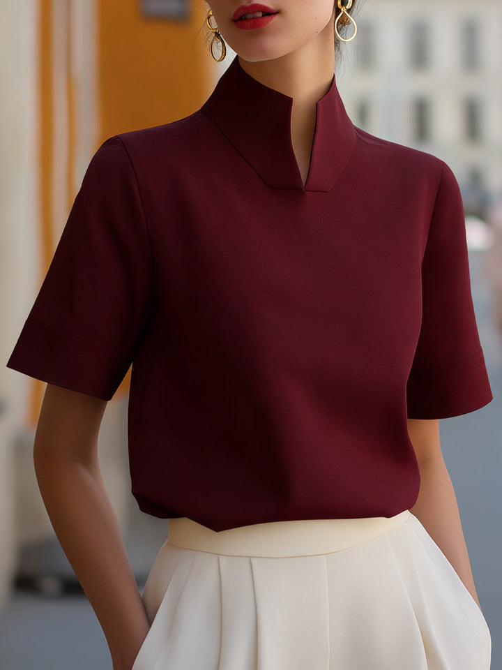 Sloane | Minimalist Sculptural Stand-Collar Blouse