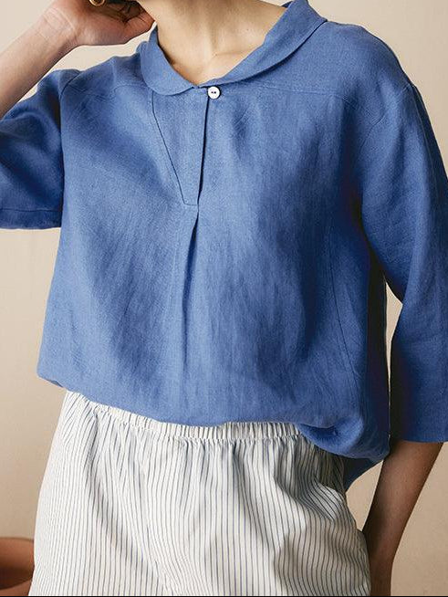 Katherine | Effortless V-Neck Peter Pan Blouse
