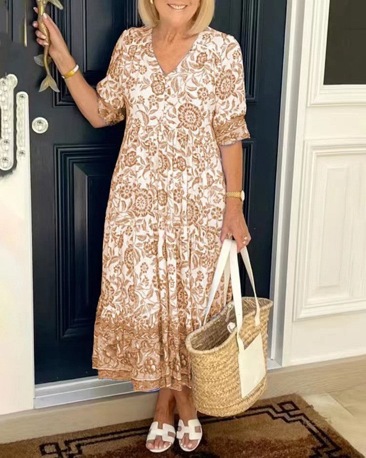 Keisha | Graceful V-Neck Floral Dress
