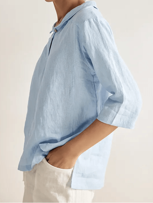 Katherine | Effortless V-Neck Peter Pan Blouse