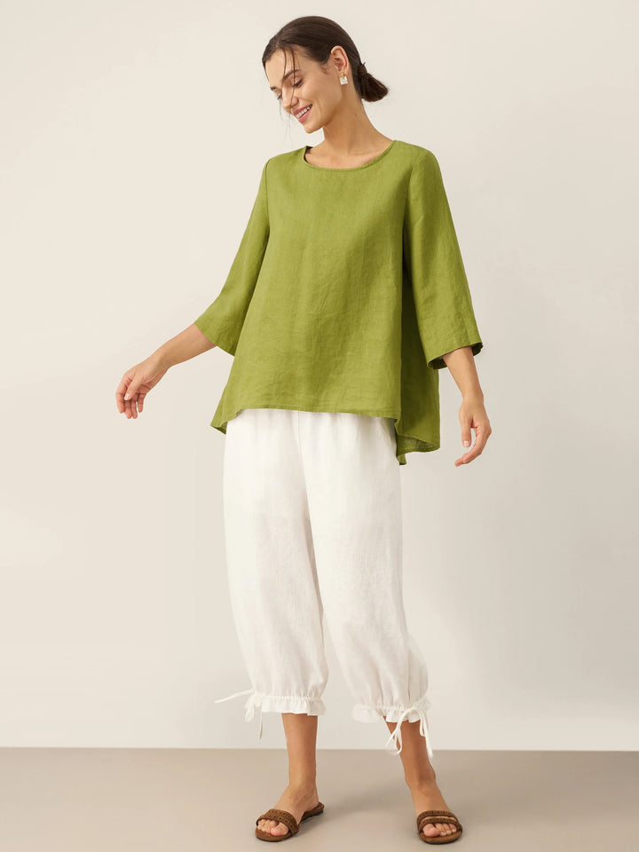 Brianna | Elegant Round-Neck Asymmetrical Hem Top