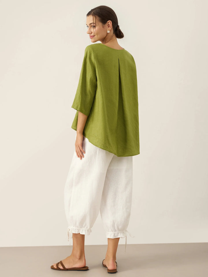 Brianna | Elegant Round-Neck Asymmetrical Hem Top