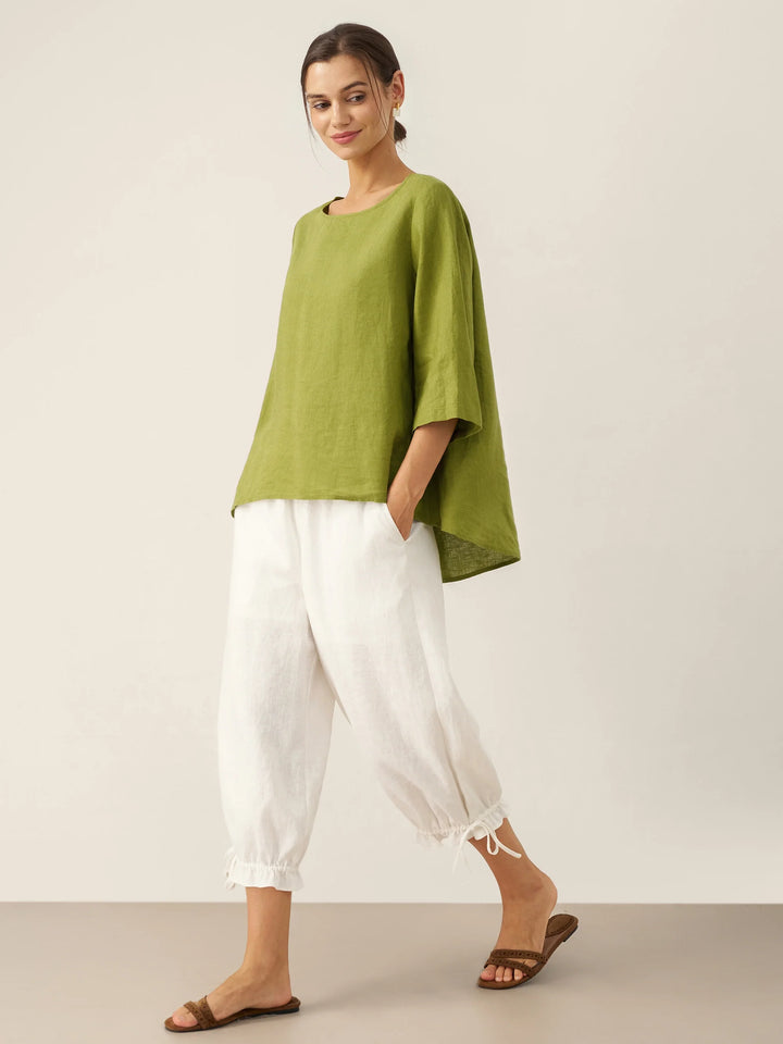 Brianna | Elegant Round-Neck Asymmetrical Hem Top