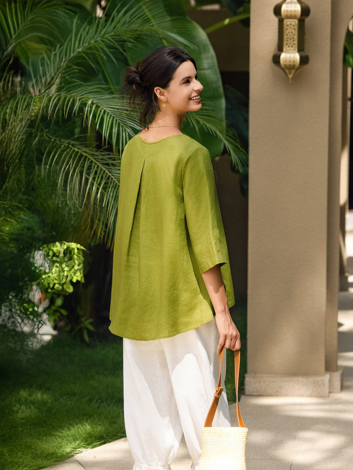 Brianna | Elegant Round-Neck Asymmetrical Hem Top
