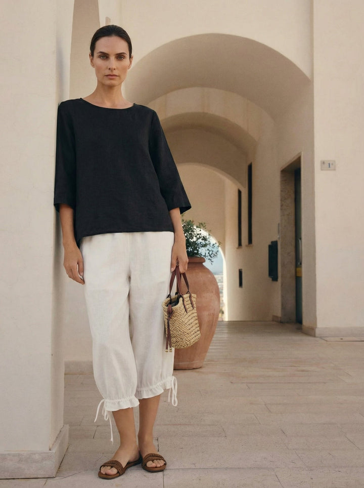 Brianna | Elegant Round-Neck Asymmetrical Hem Top