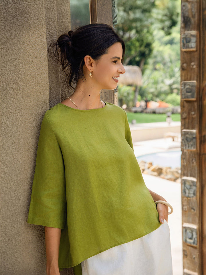 Brianna | Elegant Round-Neck Asymmetrical Hem Top