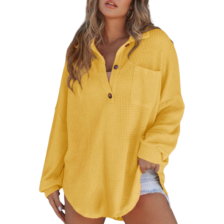 Kathryn | Casual Button V Neck Tunic Blouse