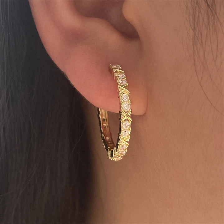 Jamie | Zirconia Cross Earrings in 18K Gold