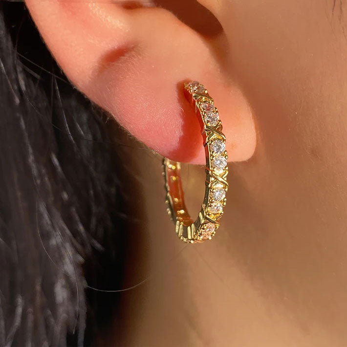 Jamie | Zirconia Cross Earrings in 18K Gold