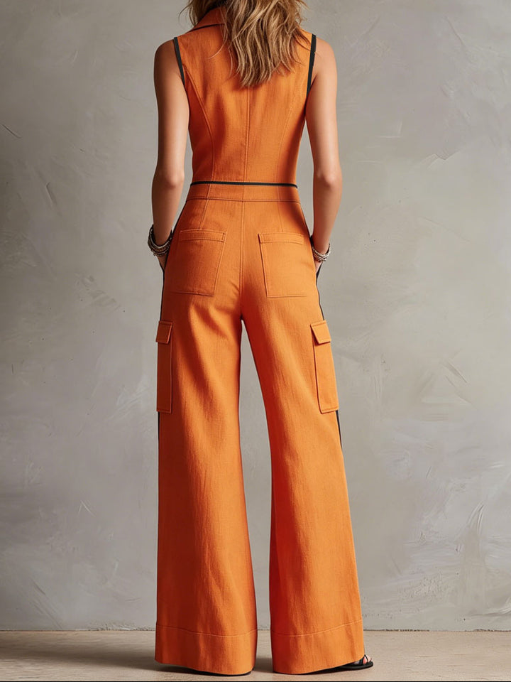 Clara | Retro Color-Block Wide-Leg Jumpsuit
