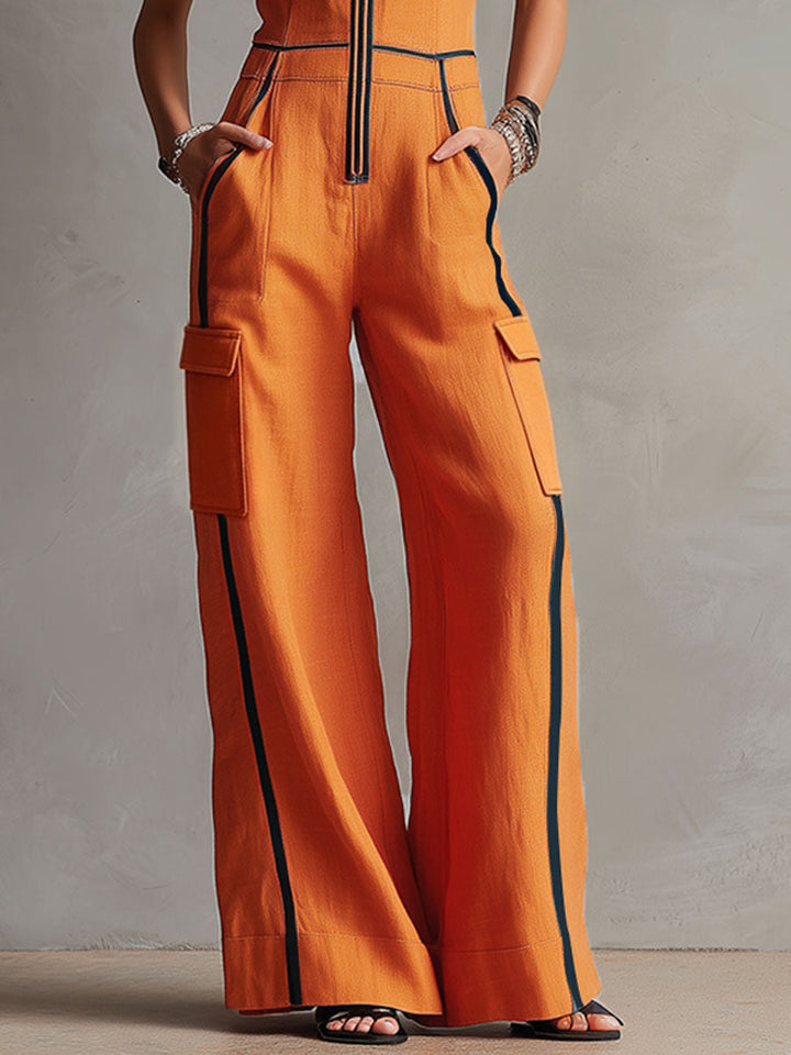 Clara | Retro Color-Block Wide-Leg Jumpsuit