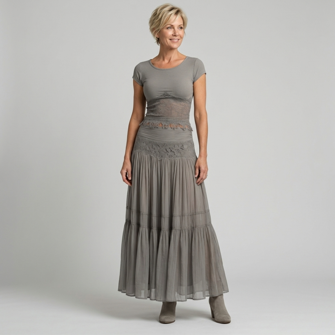 Serafina | Elegant Lace and Pleated Skirt Set