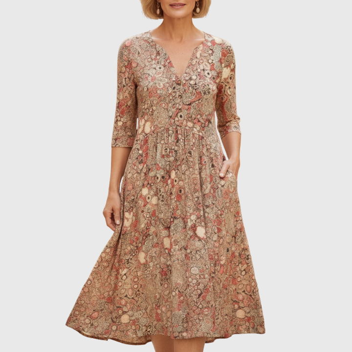 Molly | Graceful V-Neck Elegance Midi Dress