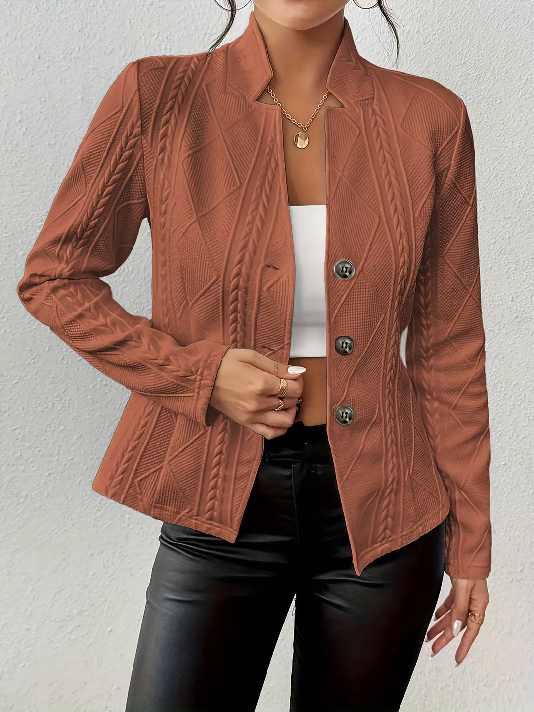 Lisa | Textured Knit Button Front Blazer