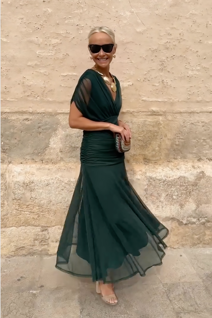 Luisa | Elegant Long Evening Dress with V-Neck
