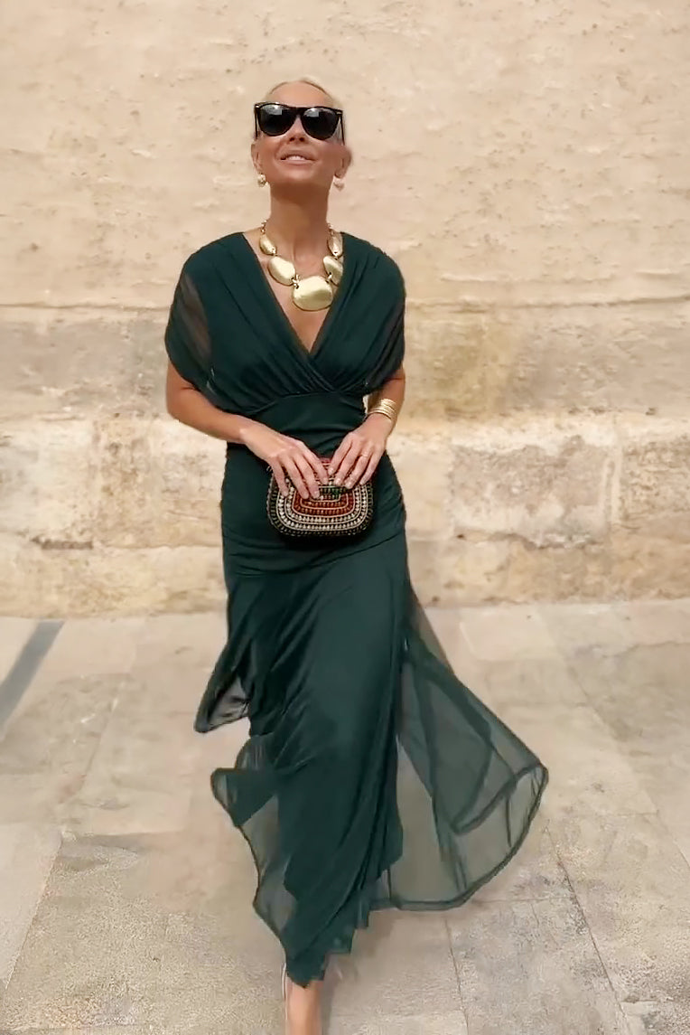 Luisa | Elegant Long Evening Dress with V-Neck
