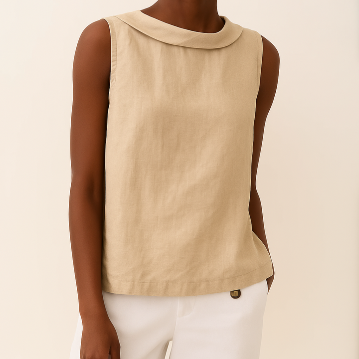 Caroline | Sophisticated Sleeveless Roll-Collar Top