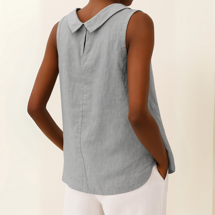 Caroline | Sophisticated Sleeveless Roll-Collar Top