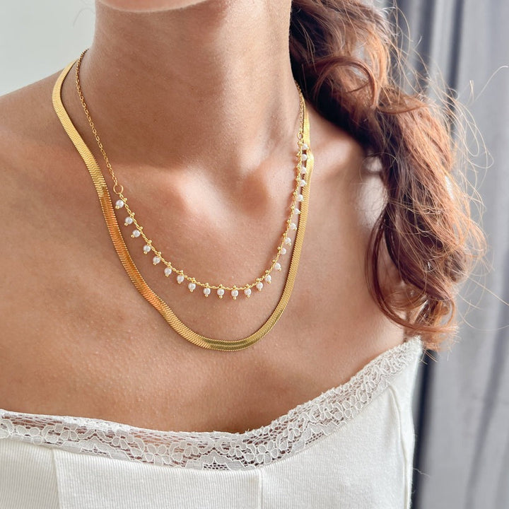 Jamie | Luxe Snake Choker & Pearl Jewelry Set 18K Gold