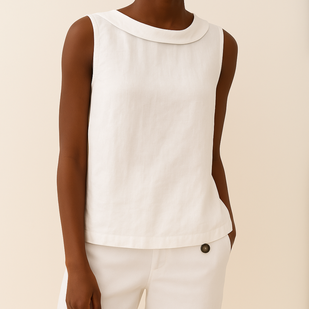 Caroline | Sophisticated Sleeveless Roll-Collar Top