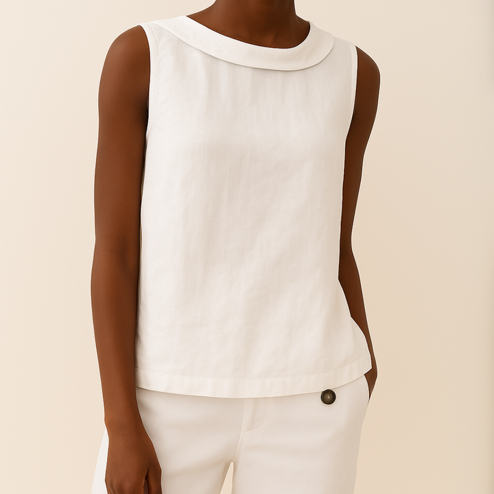 Caroline | Sophisticated Sleeveless Roll-Collar Top