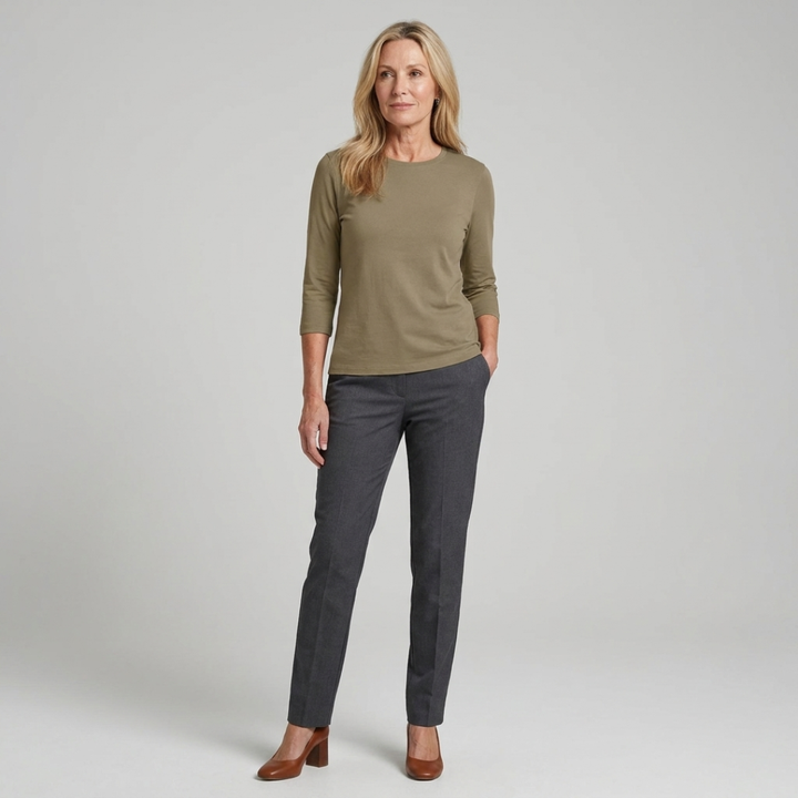 Stella | Women's Crew Neck 3/4 Sleeve Casual Everyday Top