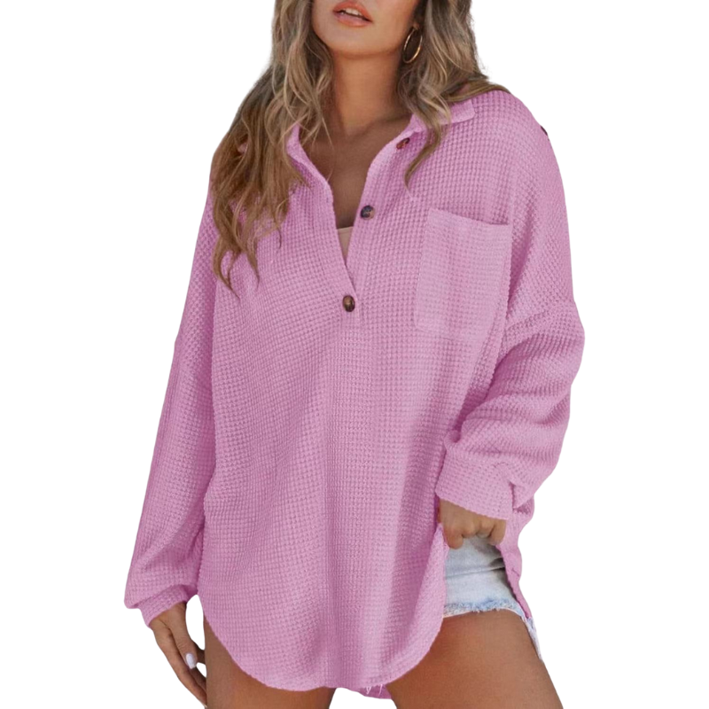 Kathryn | Casual Button V Neck Tunic Blouse