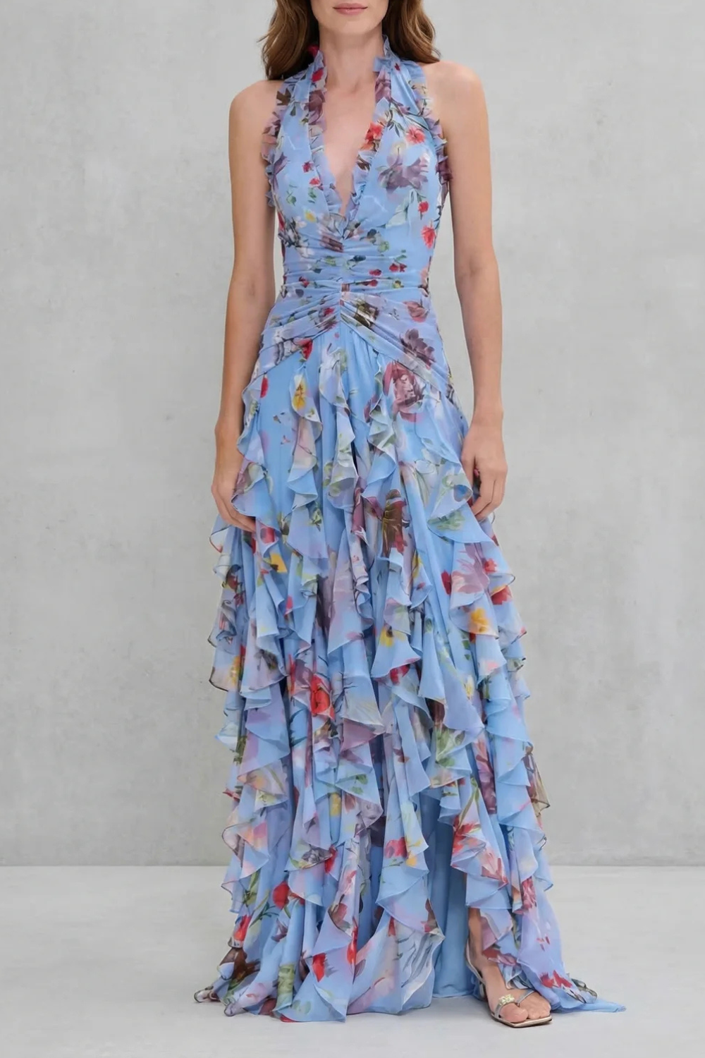 Belladina | Romantic Rose Halter Maxi Dress