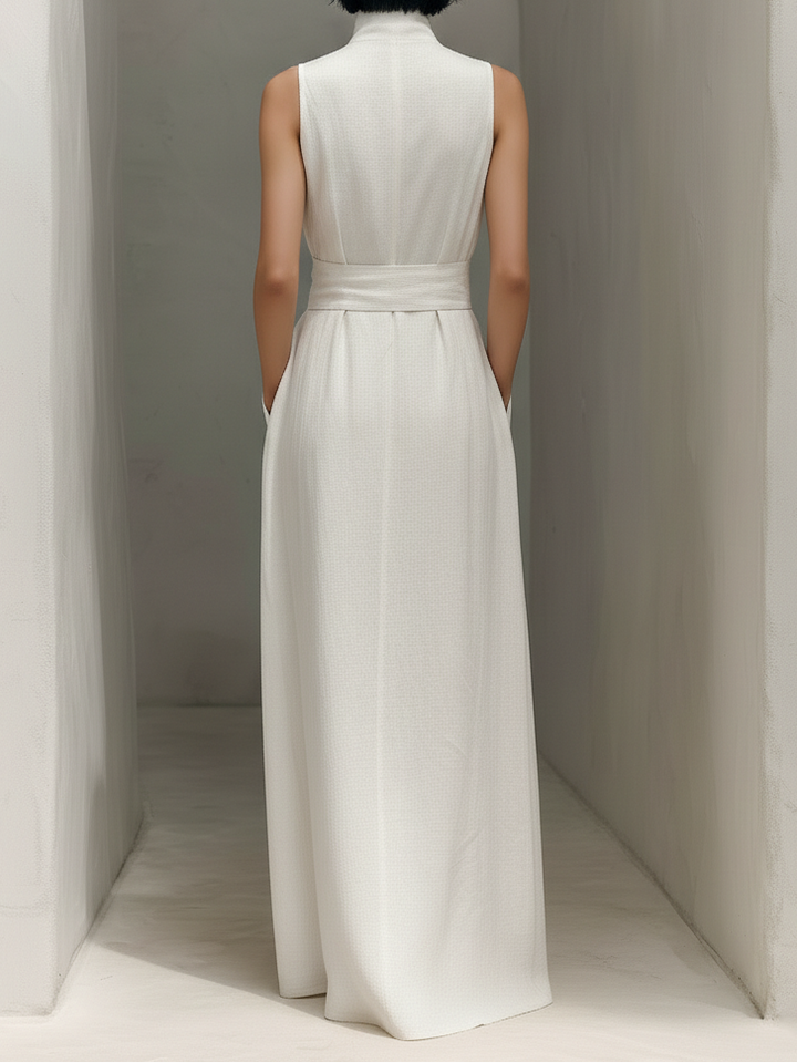 Mia | Slimming Cotton Linen Dress with V-Neck
