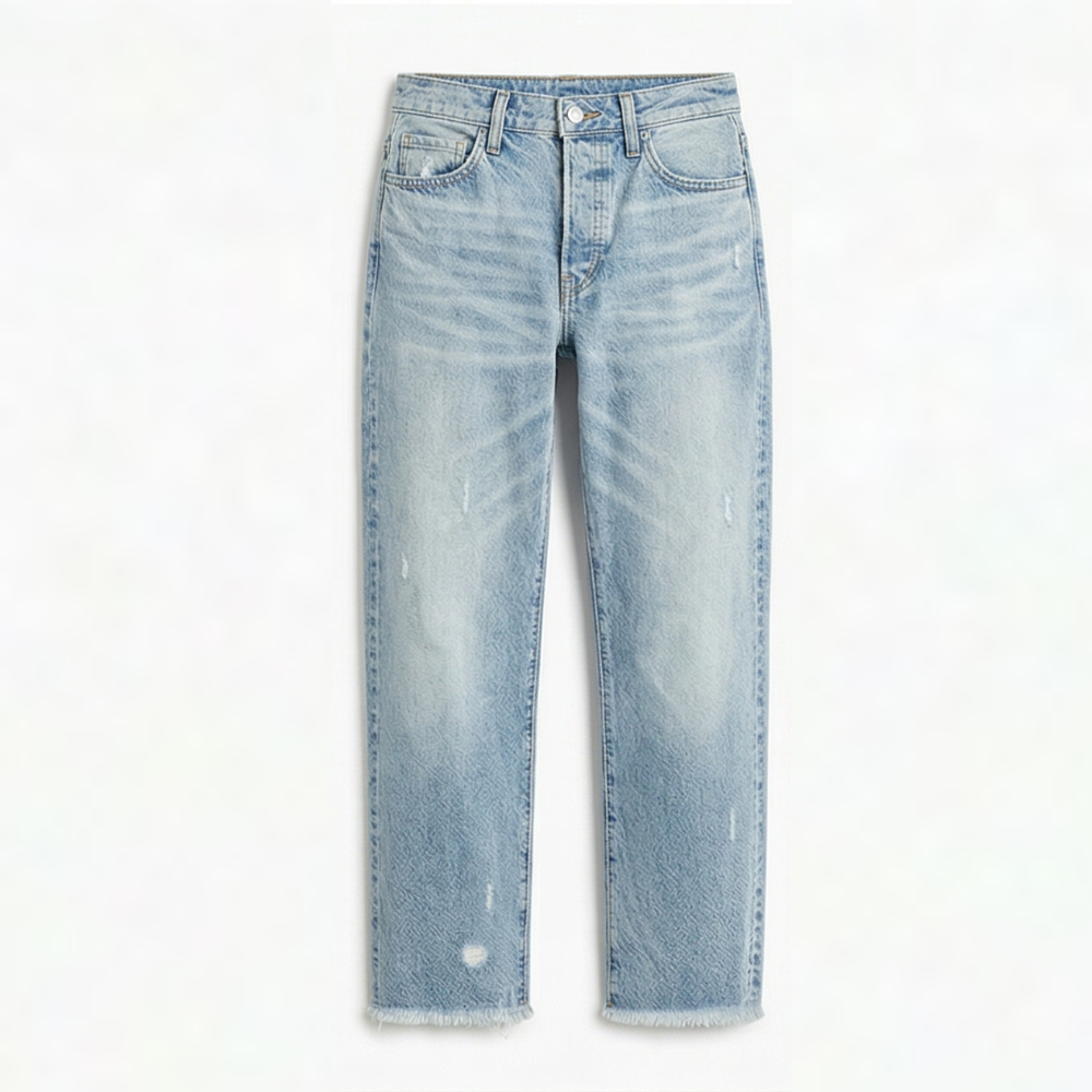 Vivara | Retro Fringed Cropped Straight Leg Jeans