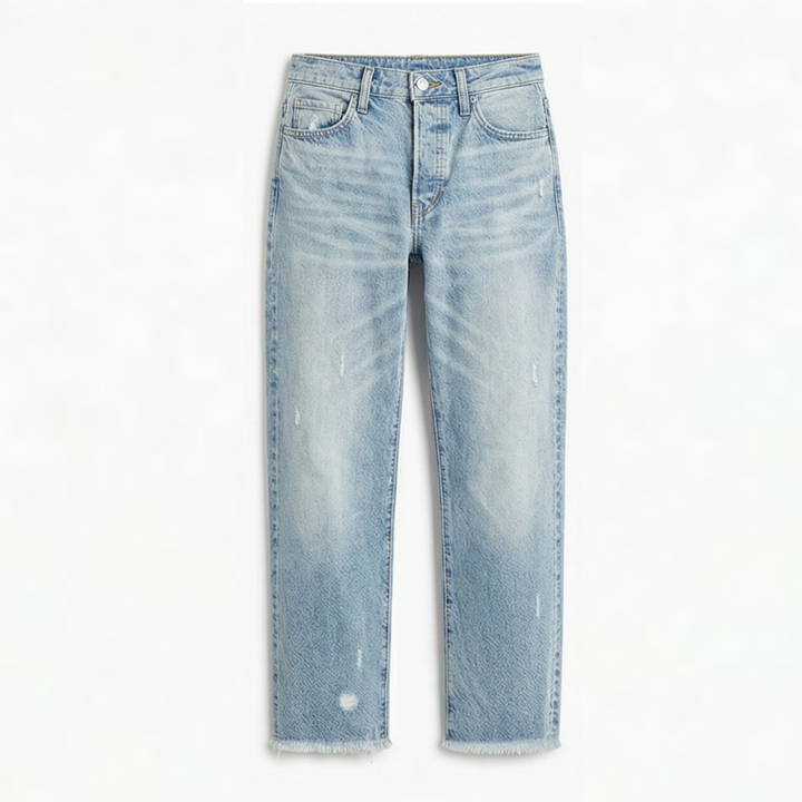 Vivara | Retro Fringed Cropped Straight Leg Jeans