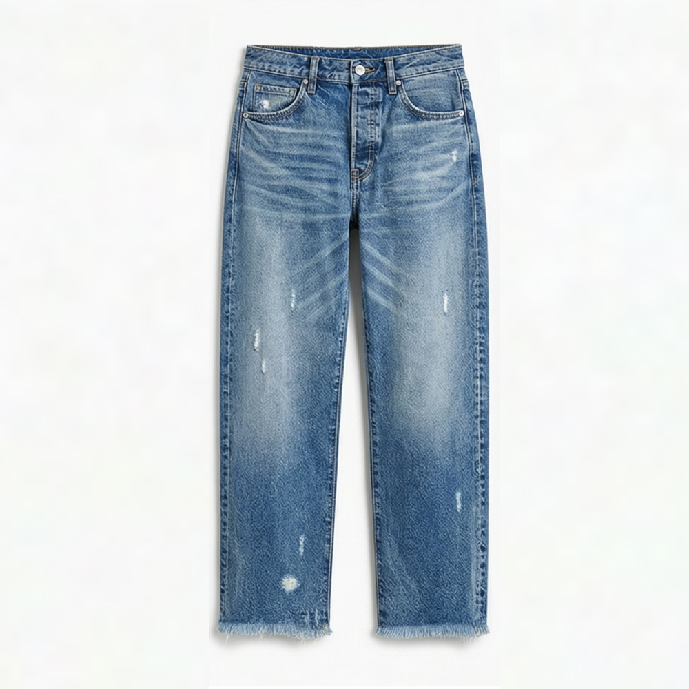 Vivara | Retro Fringed Cropped Straight Leg Jeans