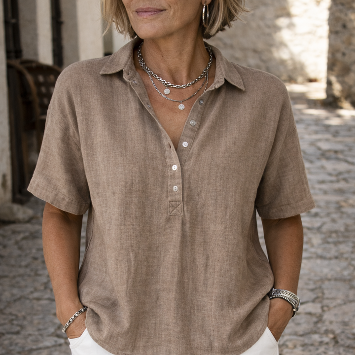 Susanne | Classic Shirt in Linen Look for Timeless Elegance