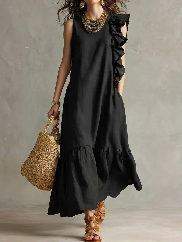 Caroline | Asymmetric Ruffle Tiered Maxi