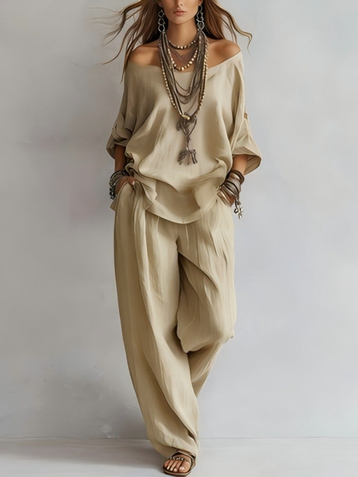 Evelyn | Relaxed Silk-Satin Two-Piece Set