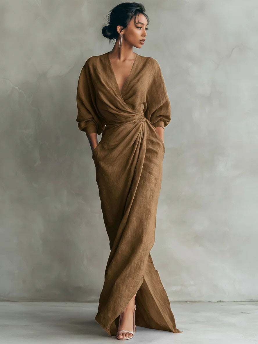 Madeline | Elegant Draped Wrap Maxi