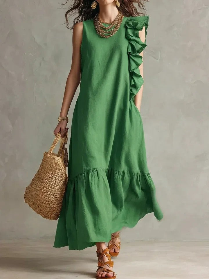 Caroline | Asymmetric Ruffle Tiered Maxi