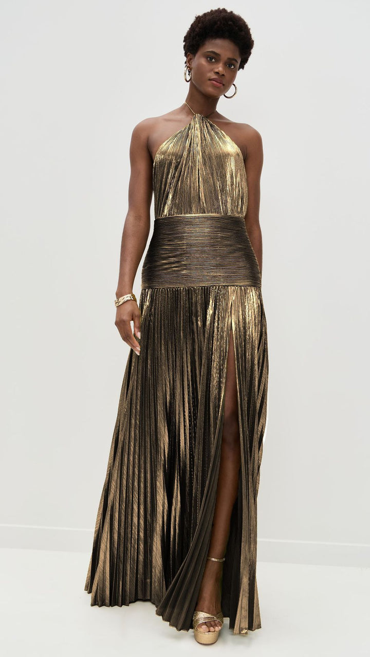 Lorette | Metallic Open-Back Dress