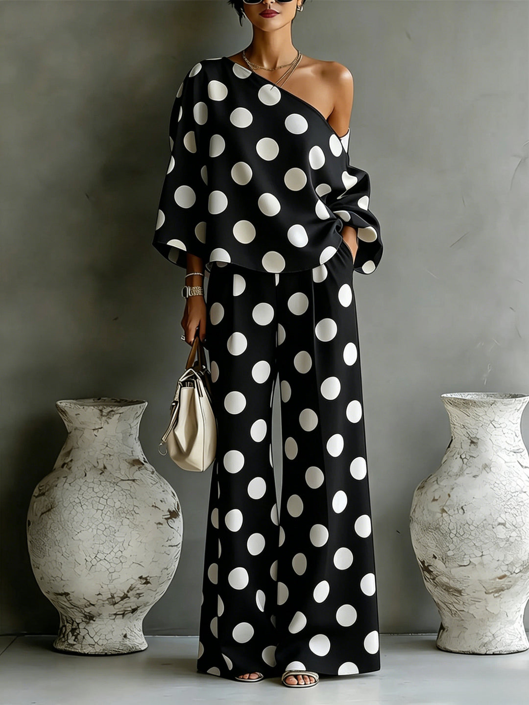 Amelia | Elegant Polka Dot Two-Piece Set