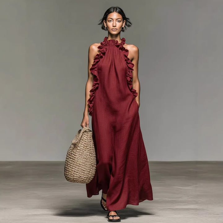 Isabella | Ruffled Halter Maxi Dress