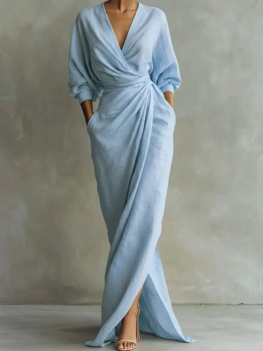 Madeline | Elegant Draped Wrap Maxi