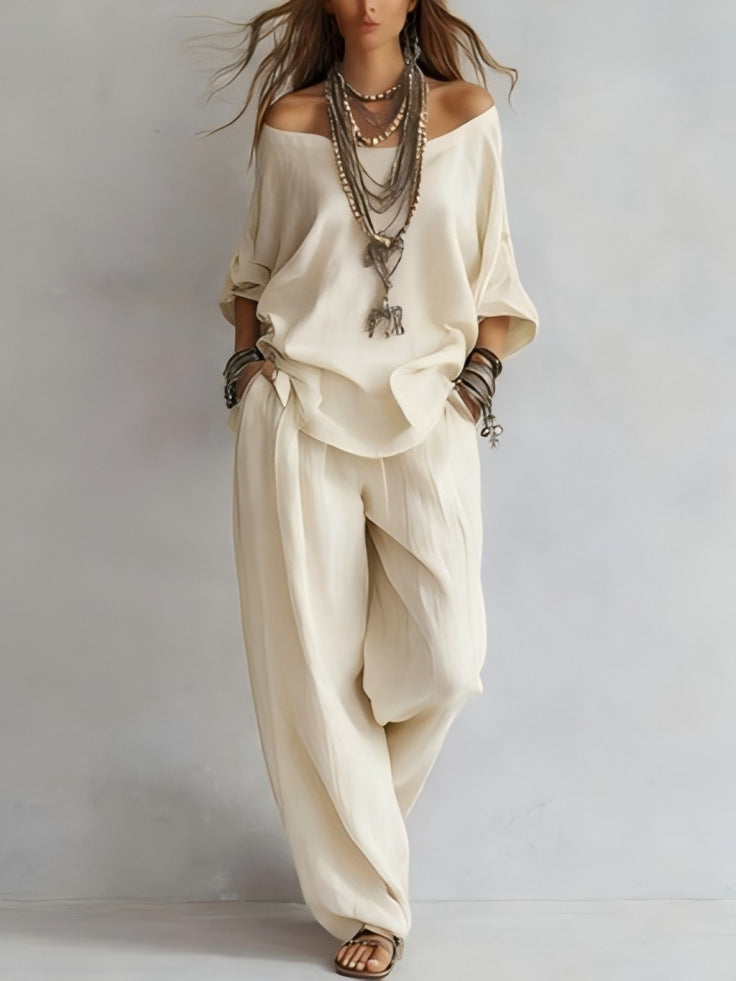 Evelyn | Relaxed Silk-Satin Two-Piece Set