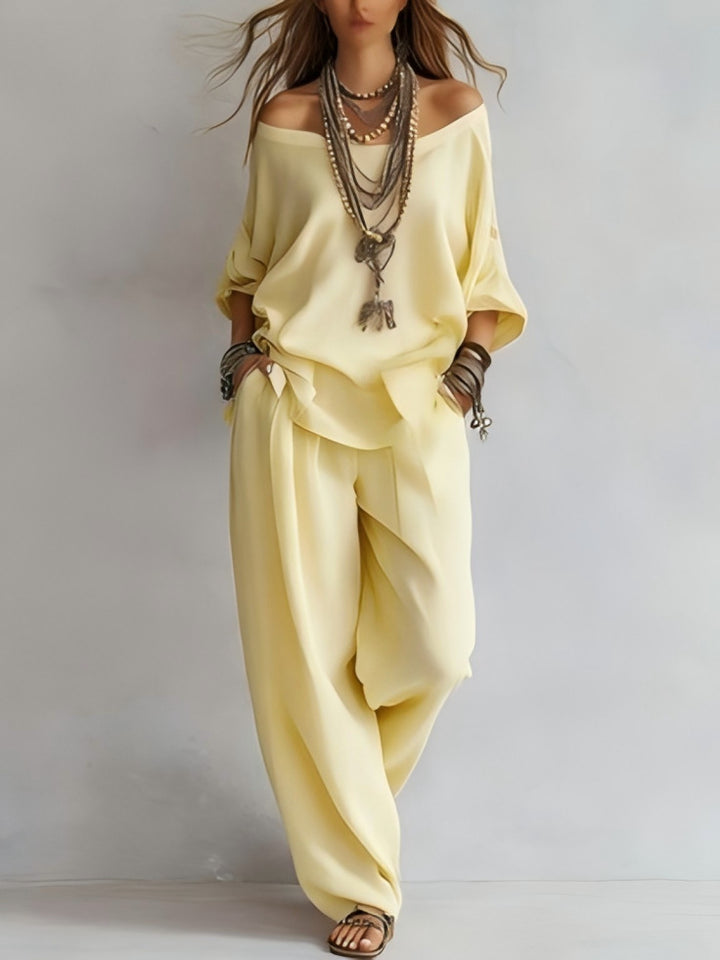 Evelyn | Relaxed Silk-Satin Two-Piece Set
