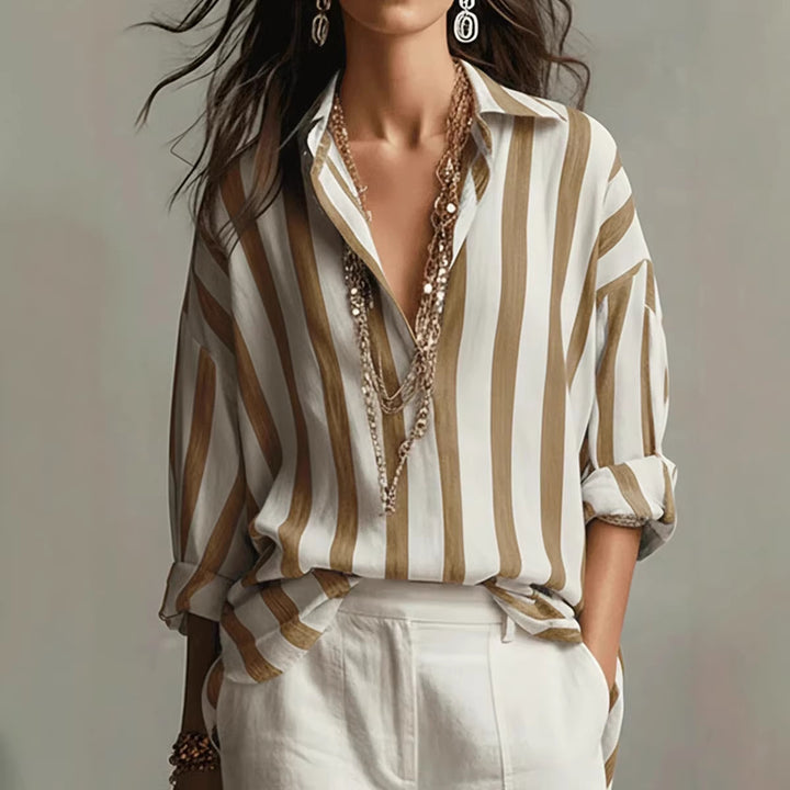 Caroline™ | Relaxed Linen Striped Blouse