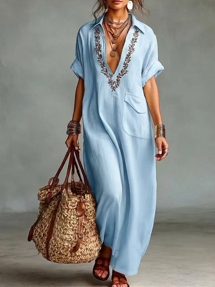 Elara™ | Effortless Linen Maxi Dress