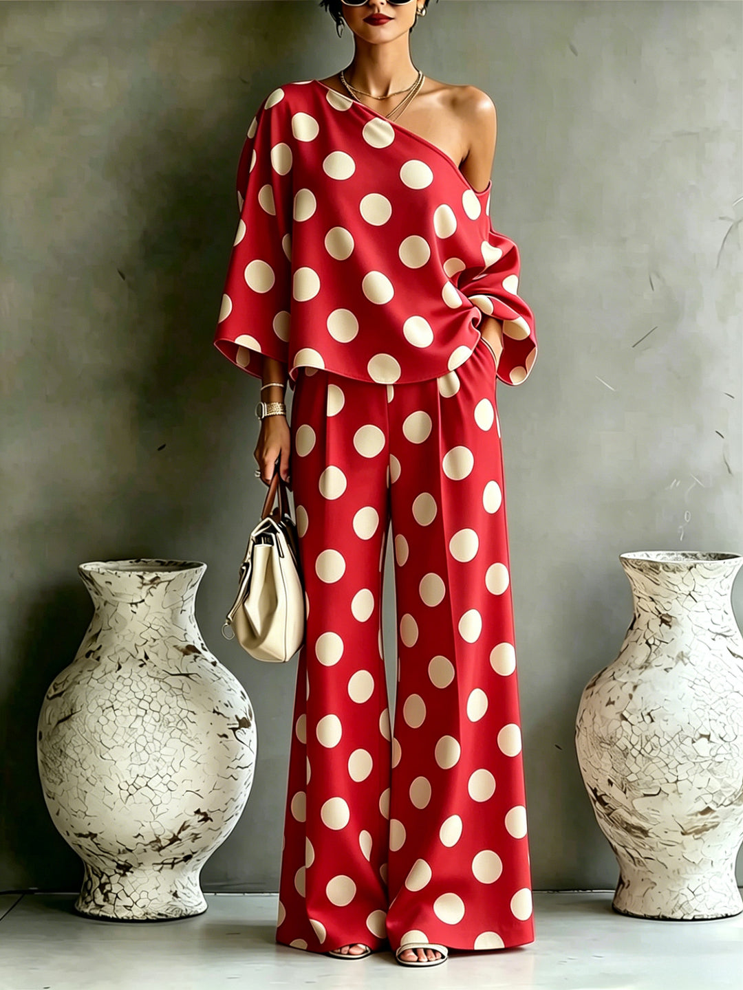 Amelia | Elegant Polka Dot Two-Piece Set