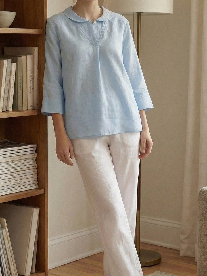 Katherine | Effortless V-Neck Peter Pan Blouse