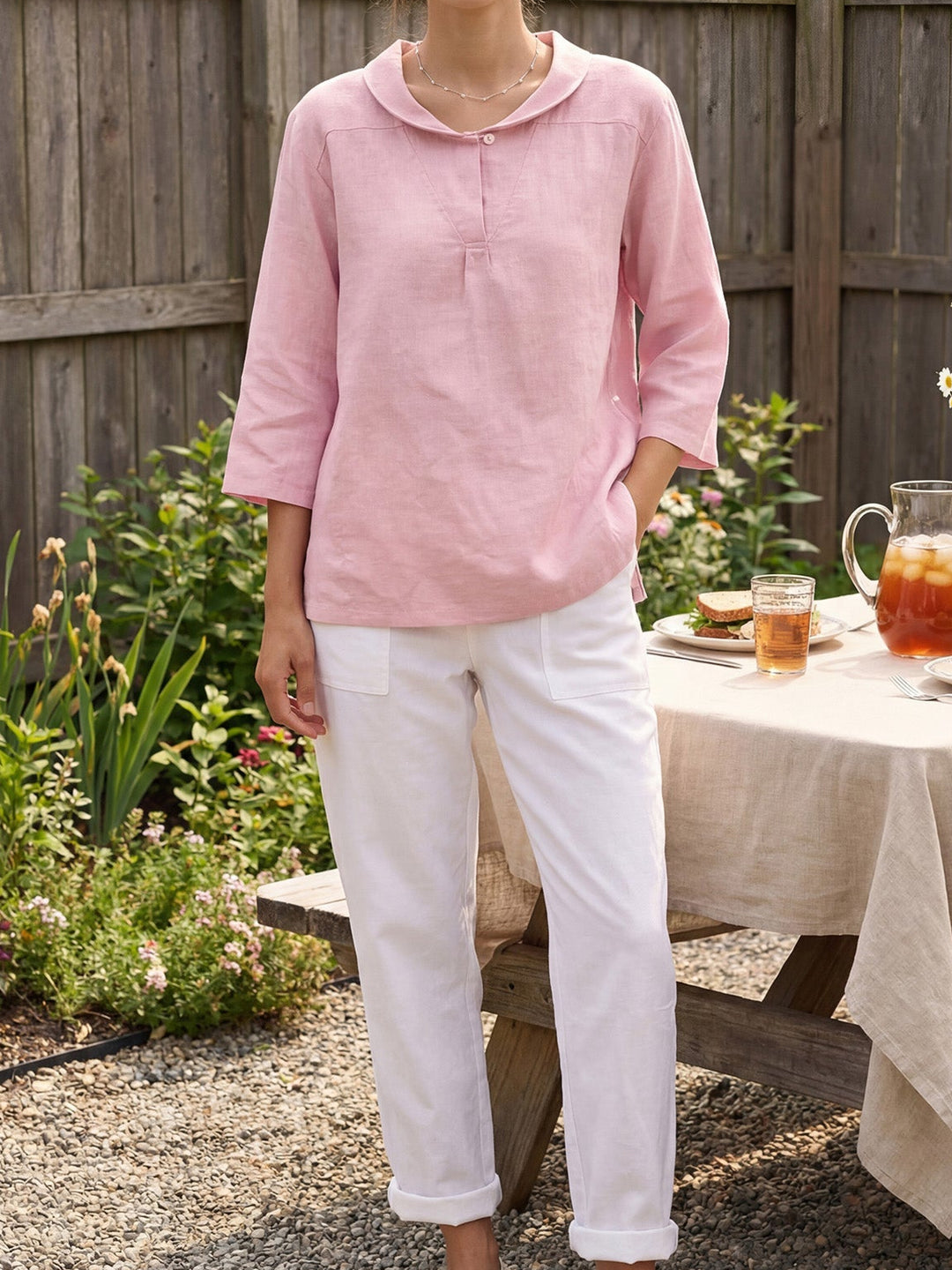 Katherine | Effortless V-Neck Peter Pan Blouse