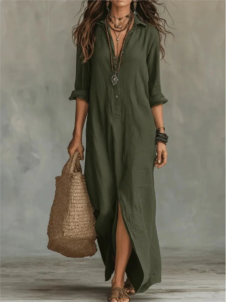 Agnes| Linen Long Shirt Dress